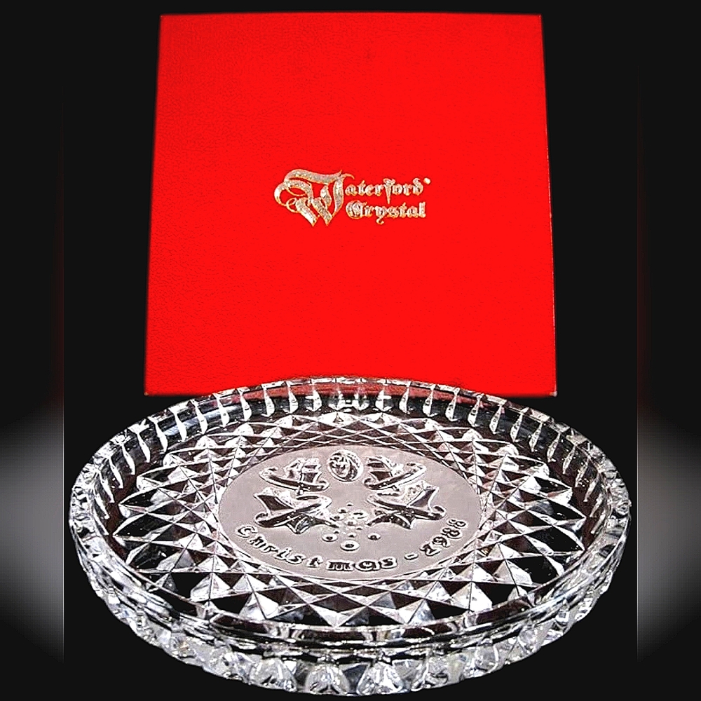 Waterford Crystal 12 Days of Christmas Plate 1988 Collection Five Golden Rings